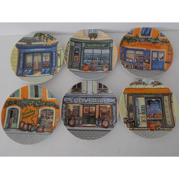Lalique Phillippe Deshoulieres cocktail plates Boutiques Provencales set of 6 - Picture 2 of 5